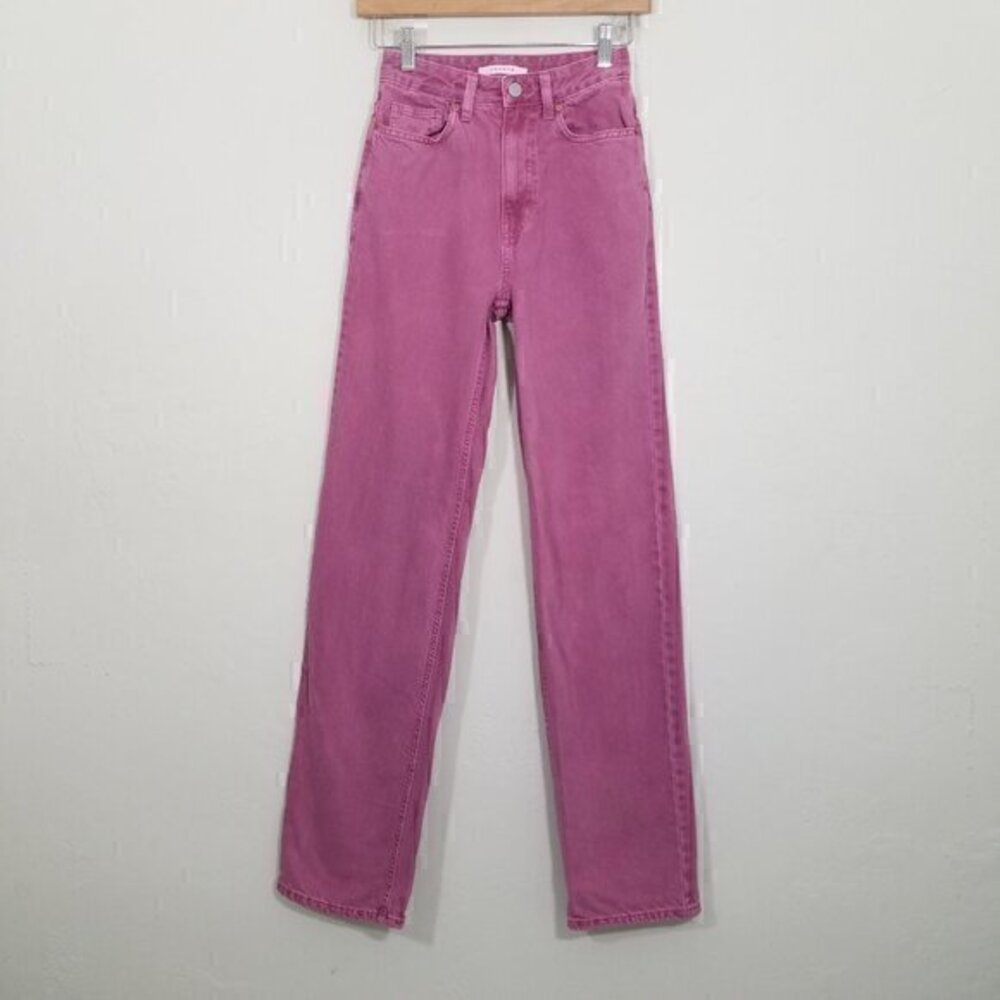 High-Rise Straight Leg Women's Jeans in Pink